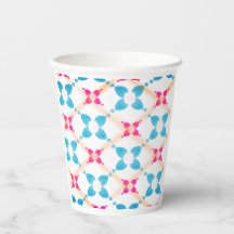 Blauw & Roze Patroon Papieren Beker