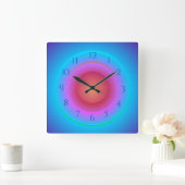 Blauw Roze Perzik Met Aqua Glow Effect Vierkante Klok (Huis)