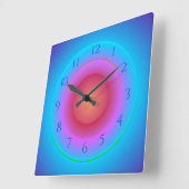 Blauw Roze Perzik Met Aqua Glow Effect Vierkante Klok (Hoek)