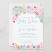 Blauw Roze Perzik Paarse Baby shower Kaart (Voorkant)