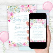 Blauw Roze Perzik Paarse Baby shower Kaart
