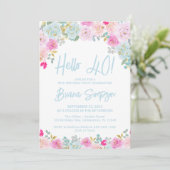 Blauw Roze Perzik Paarse Bloemen 40ste Verjaardag  Kaart (Staand voorkant)