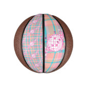 Blauw, Roze & Perzikpatroon met Glitter & Harten | Basketbal (Verticaal)