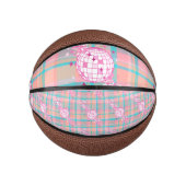 Blauw, Roze & Perzikpatroon met Glitter & Harten | Basketbal (Voorkant)