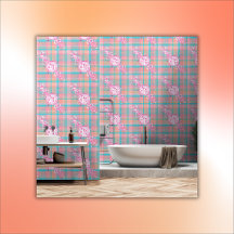 Blauw, Roze & Perzikpatroon met Glitter & Harten |