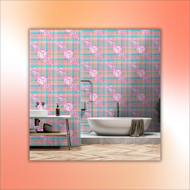 Blauw, Roze & Perzikpatroon met Glitter & Harten | Behang (Creator heeft geüpload)