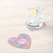 Blauw, Roze & Perzikpatroon met Glitter & Harten | Kartonnen Onderzetters (Insitu)