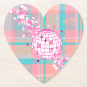 Blauw, Roze & Perzikpatroon met Glitter & Harten | Kartonnen Onderzetters (Voorkant)