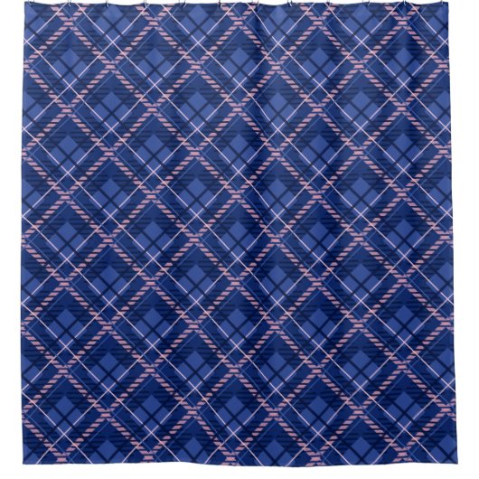 Blauw & Roze Plaid Douchegordijn (Voorkant)