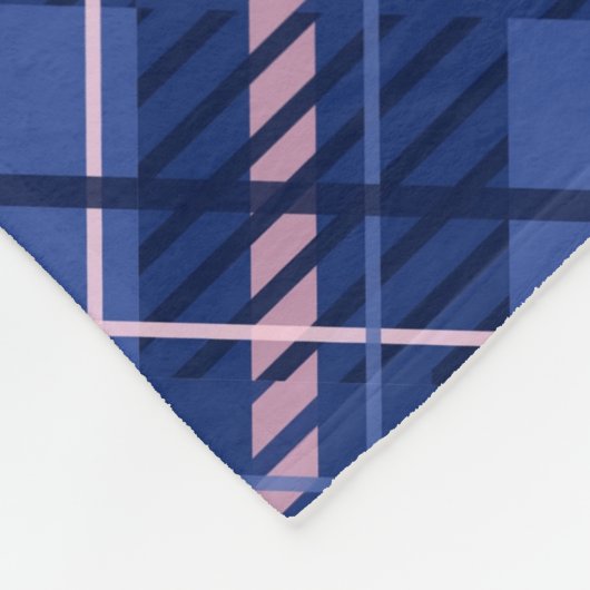 Blauw & Roze Plaid Fleece Deken (Hoek)