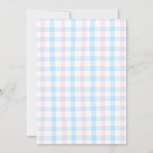 Blauw Roze Plaid pompoen patch Geslacht Reveal Kaart (Achterkant)
