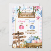 Blauw Roze Plaid pompoen patch Joint Birthday Kaart (Voorkant)