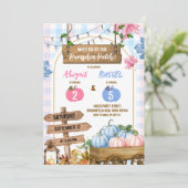 Blauw Roze Plaid pompoen patch Joint Birthday Kaart (Staand voorkant)