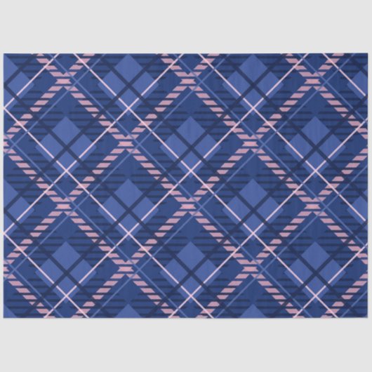 Blauw & Roze Plaid Tissuepapier (Voorkant)