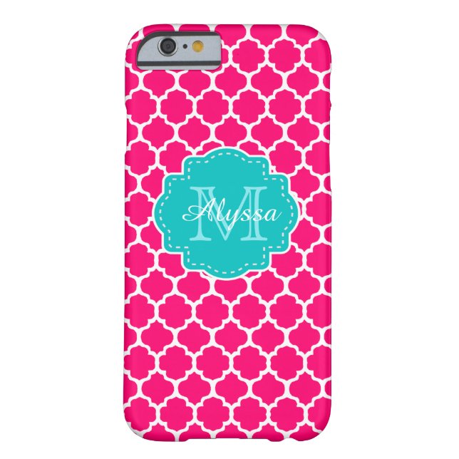 Blauw roze Quatrefoil op maat gemaakt Case-Mate iPhone Case (Achterkant)