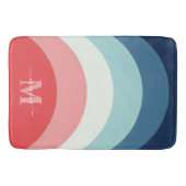 Blauw Roze Regenboog Curve Strepen Monogram Naam Badmat (Voorkant)