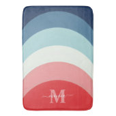 Blauw Roze Regenboog Curve Strepen Monogram Naam Badmat (Voorkant Verticaal)