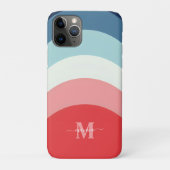 Blauw Roze Regenboog Curve Strepen Monogram Naam Case-Mate iPhone Case (Achterkant)