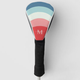 Blauw Roze Regenboog Curve Strepen Monogram Naam Golfheadcover