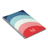Blauw Roze Regenboog Curve Strepen Monogram Naam Notitieboek (Rechterzijde)