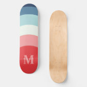 Blauw Roze Regenboog Curve Strepen Monogram Naam Persoonlijk Skateboard (Voorkant)