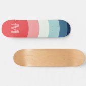 Blauw Roze Regenboog Curve Strepen Monogram Naam Persoonlijk Skateboard (Horizontaal)