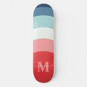 Blauw Roze Regenboog Curve Strepen Monogram Naam Persoonlijk Skateboard (Voorkant)