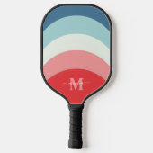 Blauw Roze Regenboog Curve Strepen Monogram Naam Pickleball Paddle (Achterkant)