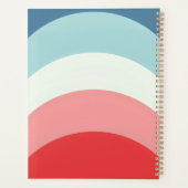 Blauw Roze Regenboog Curve Strepen Monogram Naam Planner (Achterkant)