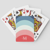 Blauw Roze Regenboog Curve Strepen Monogram Naam Pokerkaarten (Achterkant)
