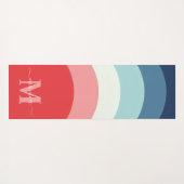 Blauw Roze Regenboog Curve Strepen Monogram Naam Yogamat (Achterkant (horizontaal))