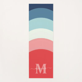 Blauw Roze Regenboog Curve Strepen Monogram Naam Yogamat