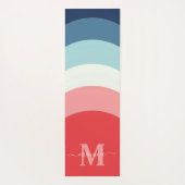 Blauw Roze Regenboog Curve Strepen Monogram Naam Yogamat (Achterkant)