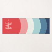 Blauw Roze Regenboog Curve Strepen Monogram Naam Yogamat (Voorkant (horizontaal))
