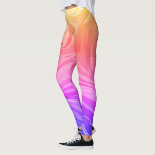 Blauw roze rode gele gradiënt Abstract Leggings