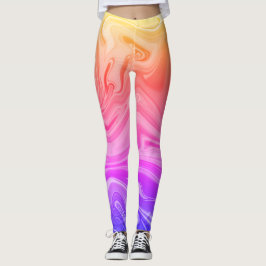 Blauw roze rode gele gradiënt Abstract Leggings