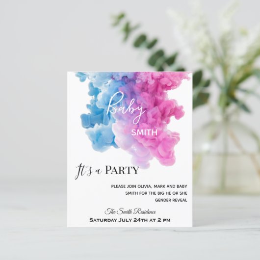 Blauw roze roken budget sekse uitnodiging (Staand voorkant)