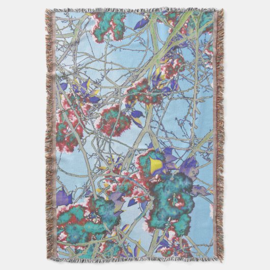 Blauw roze rood zwart abstract bloemontwerp deken (Voorkant Verticaal)