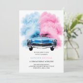 Blauw Roze Rook Auto Truck Thema Baby Geslacht Ont Kaart (Staand voorkant)
