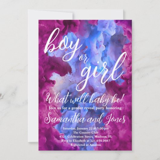 Blauw Roze Rook Geslacht Onthullen Partij Kaart (Voorkant)