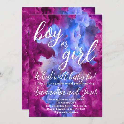 Blauw Roze Rook Geslacht Onthullen Partij Kaart (Voorkant / Achterkant)