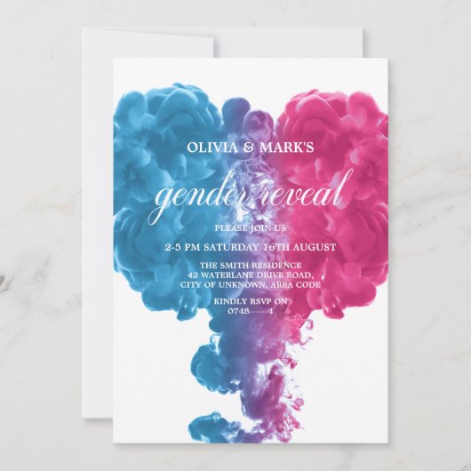 Blauw Roze Rook Hart Baby Geslacht Onthullen Kaart (Voorkant)