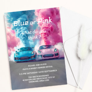 Blauw Roze Rook Race Auto Burnouts Geslacht Onthul Kaart