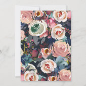 Blauw Roze Rose Goud Bloemen Trendy Vrijgezellenfe Kaart (Achterkant)