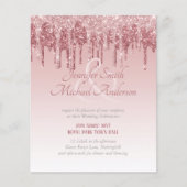 Blauw Roze Roze Goud Druppelende Glitter Bruiloft (Voorkant)