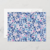  blauw roze Rozen Floral Patroon Briefkaart (Voorkant / Achterkant)