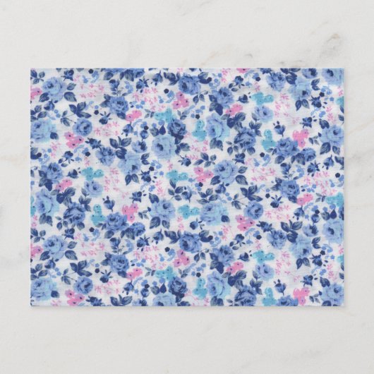  blauw roze Rozen Floral Patroon Briefkaart (Voorkant)