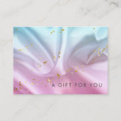 Blauw Roze Satijn Goud Cadeaubon Visitekaartje (Voorkant)