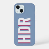 Blauw & roze Schaduw Monogram met groovy naam iPhone 15 Case (Achterkant)