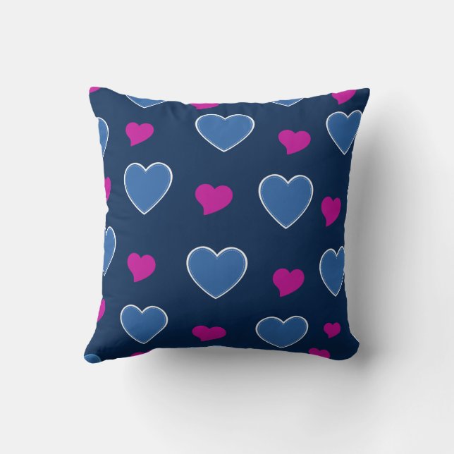 Blauw Roze Schattig Cozy Modern Romantisch Chic Ha Kussen (Achterkant)